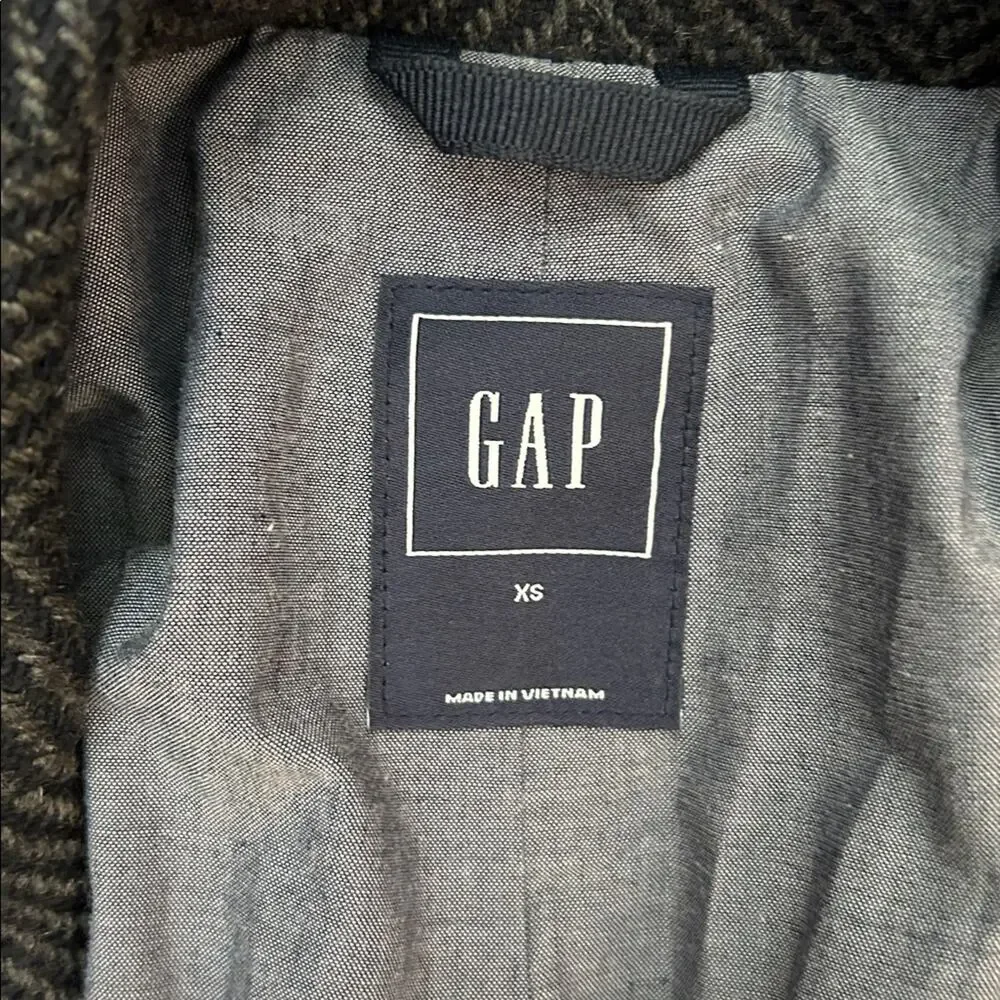 GAP Men’s Navy Herringbone Academia Blazer, Wool Blend, Size XS